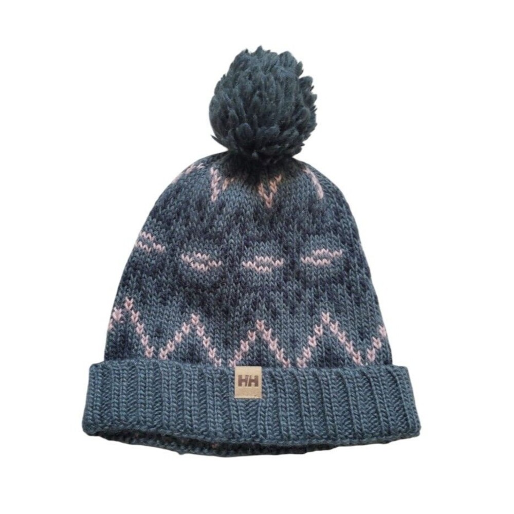 Helly Hansen Beanie Winter Hat Womens OSFM Multicolor Pom Pom Knit Wool Blend